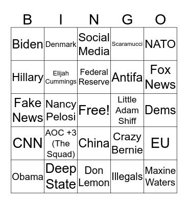 Twitter Tantrum Time Bingo Card