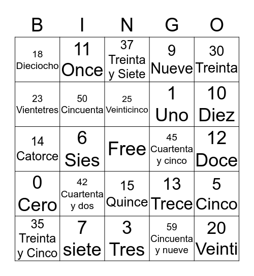 ¡Bingo ! Bingo Card