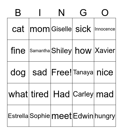 ASL Bingo Card