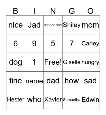 ASL Bingo Card