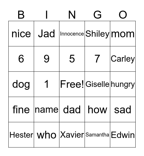 ASL Bingo Card