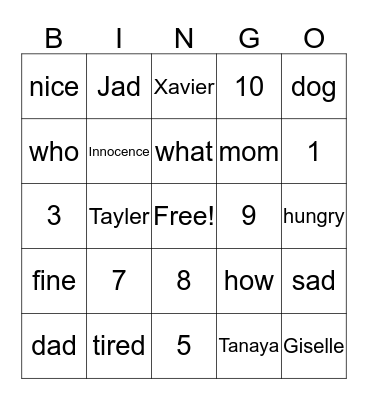 ASL Bingo Card