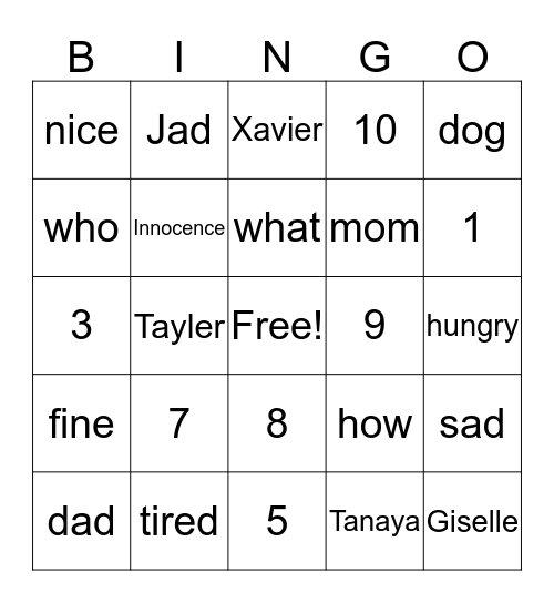 ASL Bingo Card