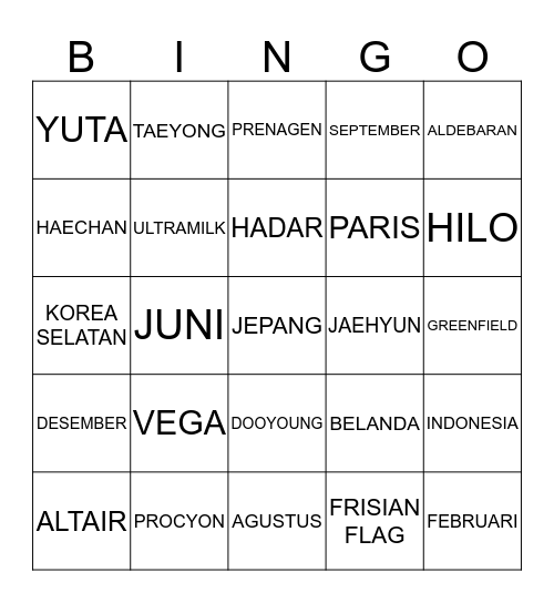 Lintang's Bingo Card