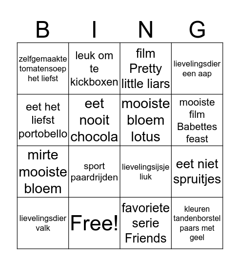 4V kennismaken Bingo Card
