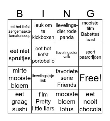 4V kennismaken Bingo Card