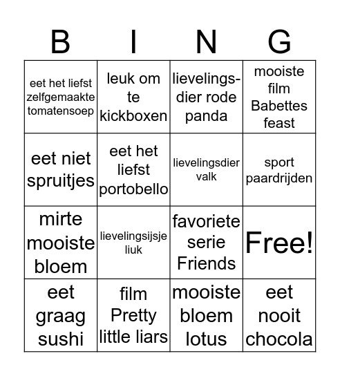 4V kennismaken Bingo Card