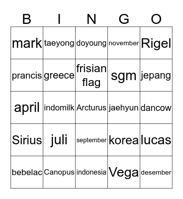 kaidriel Bingo Card