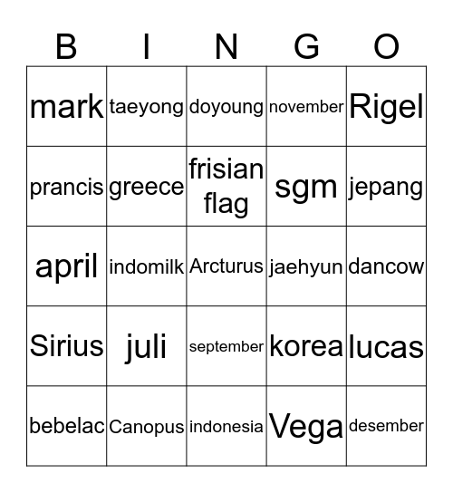 kaidriel Bingo Card