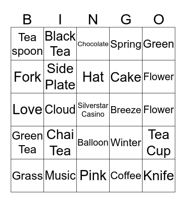 Silverstar VIP High Tea Bingo Card