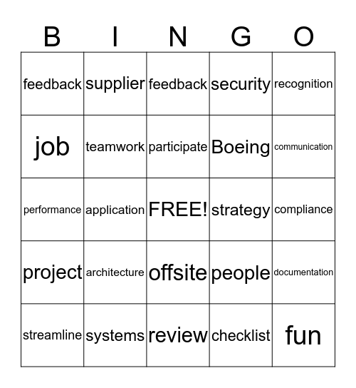 Buzz Word Bingo Card