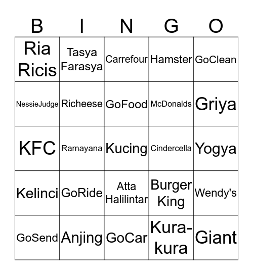 Tams' Bingo!  Bingo Card
