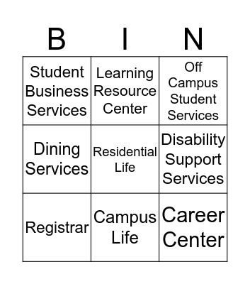 Campus Resources Bingo Card