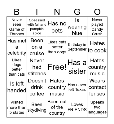Who's Who Bingo Card