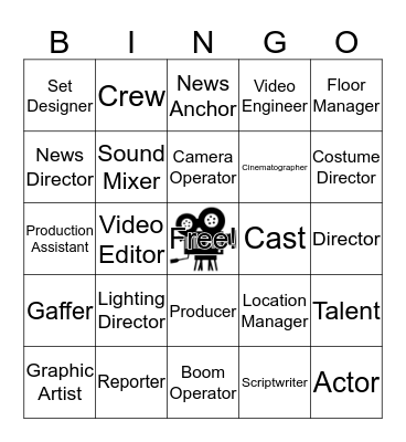 TV/Film Careers Bingo Card