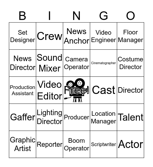 TV/Film Careers Bingo Card