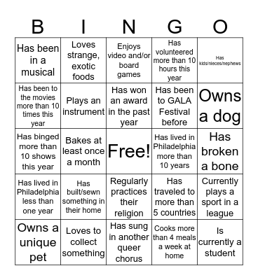 PGMC Fun Fact Bingo Card