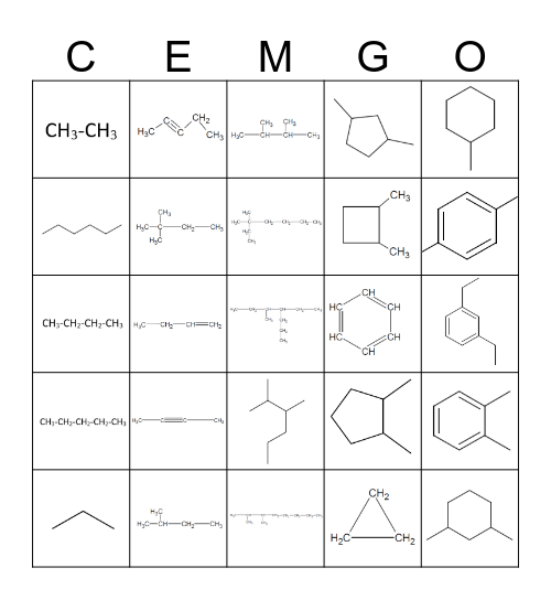 CEMGO - Intro Organic Bingo Card