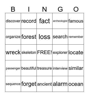 Vocabulary BINGO - Unit 5 Bingo Card