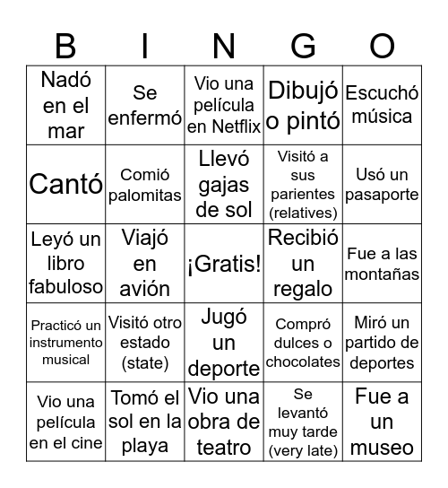 Bienvenidos Bingo Card