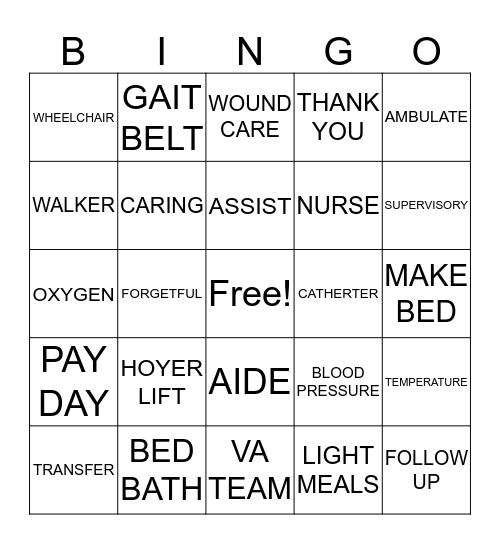 VA APPRECIATION Bingo Card