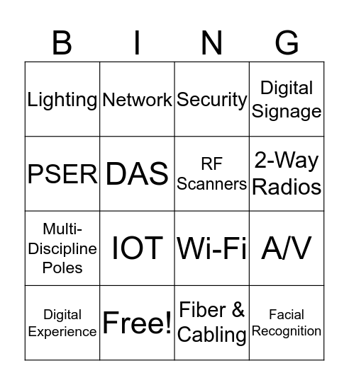 Park Wide Systems Bingo Card