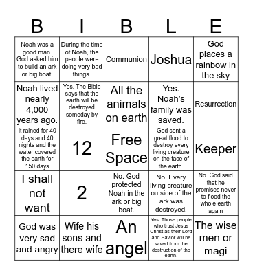 Bible bingo  Bingo Card