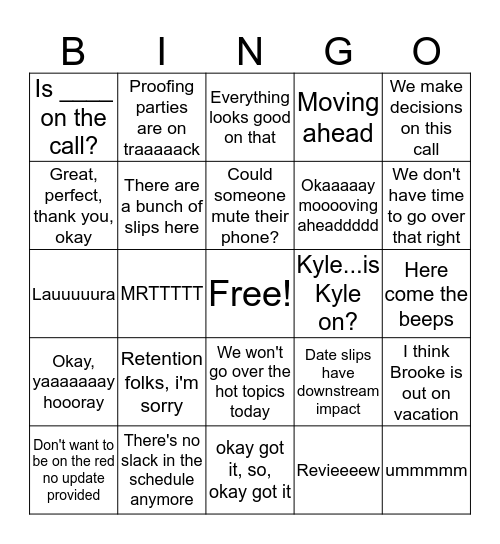 Blueprint Bingo Card