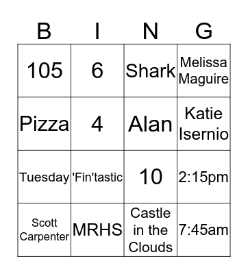 Harwich Elementary Trivia Bingo Card