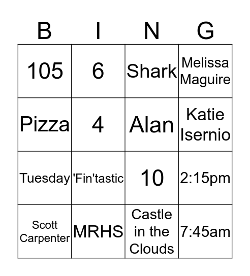 Harwich Elementary Trivia Bingo Card