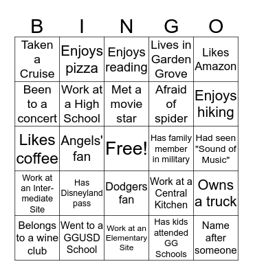 Get to Know BINGO Card