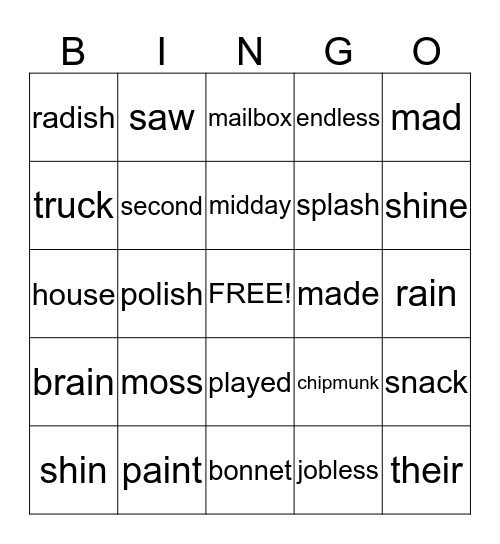 Phonics for Reading Bingo Card
