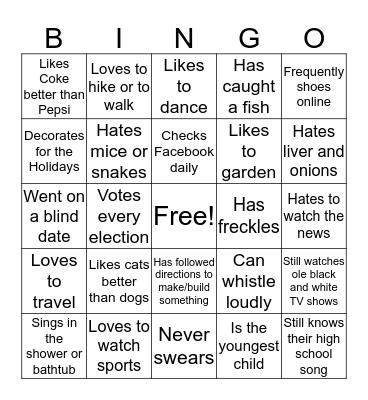 Get to Know You BINGO Card