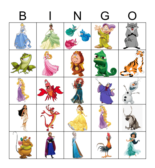 Disney Princesses Bingo Card