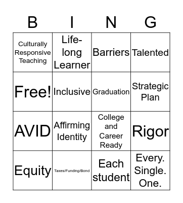 Convocation Bingo Card