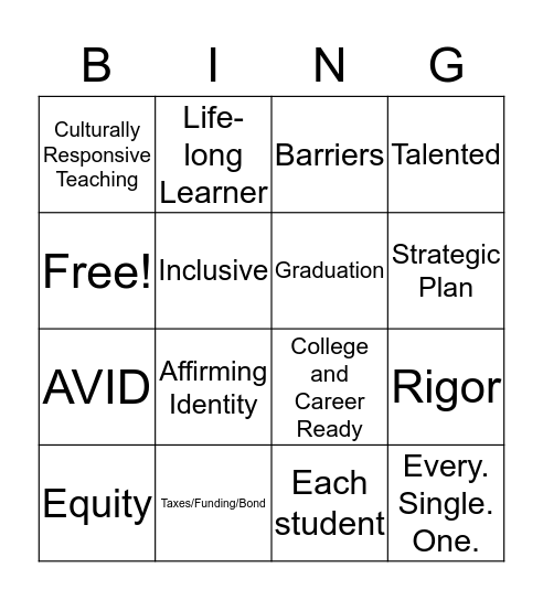 Convocation Bingo Card