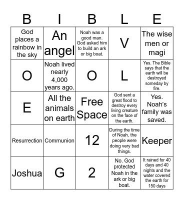 Bible bingo  Bingo Card