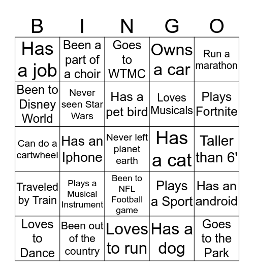 Find-A-Friend Bingo Card