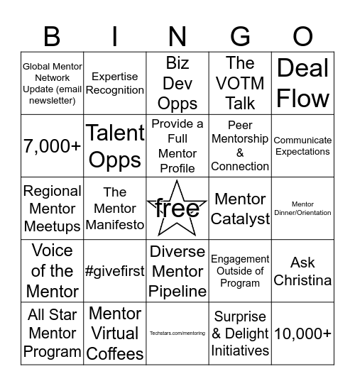 ‘The More You Know’ Mentor Motivator Bingo Bingo Card