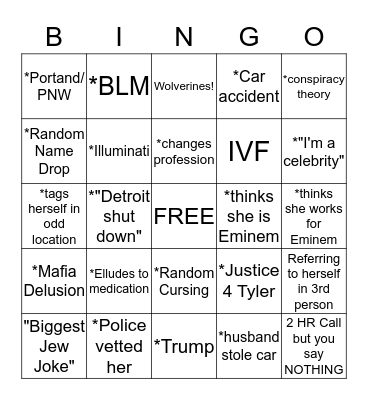 Maddi Drinking Game Bingo Card