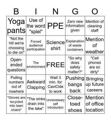 Safety Talk Bingo Card