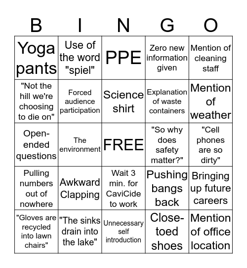 Safety Talk Bingo Card