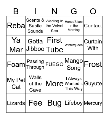 Casey's Blast-Off Bingo Card