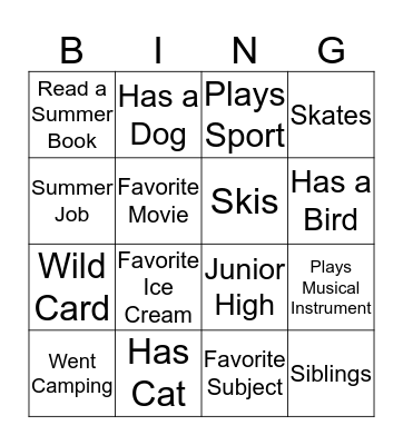 Ice Breaker Bingo Card