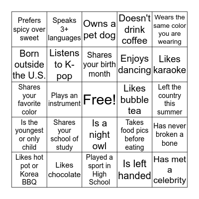 Mercer ASIA Bingo! Find someone who... Bingo Card