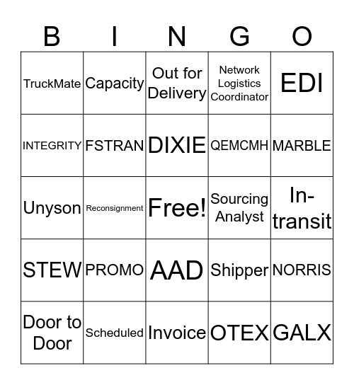 NSD Bingo Card