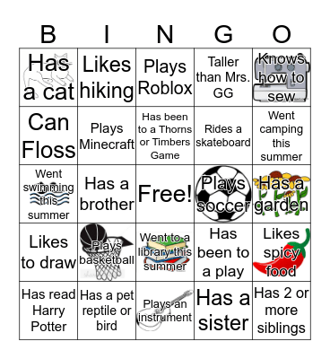 First Day of School Bingo Card