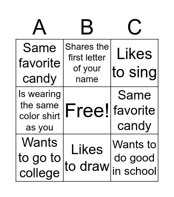 Get to Know Someone  Bingo Card