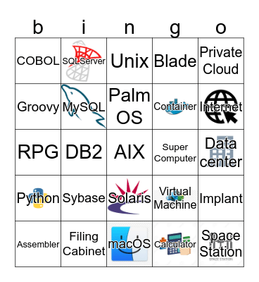 Technology Stack Bingo Card