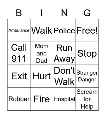 Community Safety Bingo Card